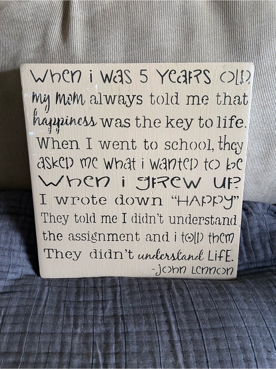 Other - John Lennon Quote Wall Art - Beige & Black